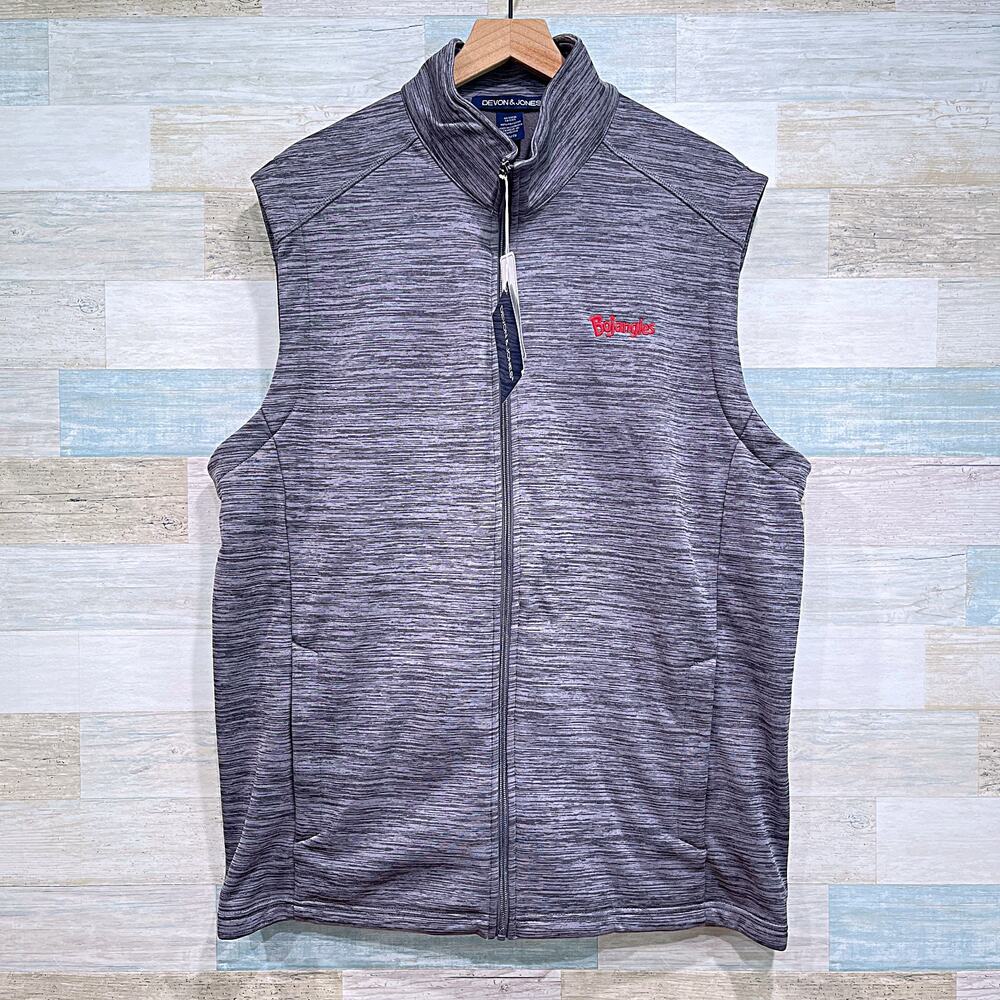 Bojangles Full Zip Tech Vest Jacket Gray Fleece Lined Employee Uniform Mens XL